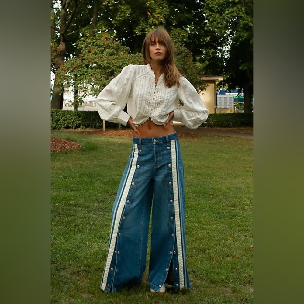 FREE PEOPLE
We The Free Finish Line Wide-Leg Jeans 
Size 25
